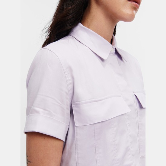 Aigle Short-sleeved Slim-fit Shirts Women White ZA-25718